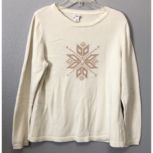 Croft & Barrow snowflake sweater Women's XL crew neck ski winter top shirt EUC - Picture 10 of 10